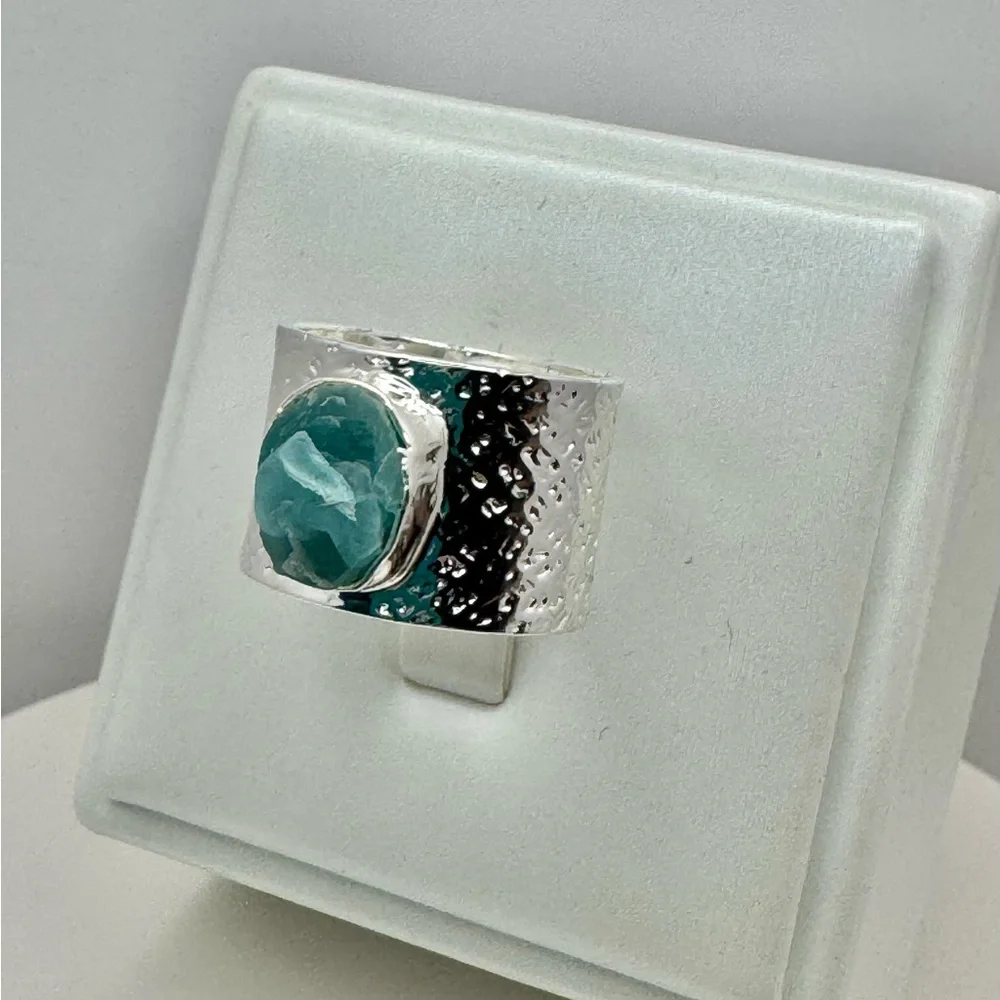925 Stamped Textured Wide Band Ring NWOT Size 7